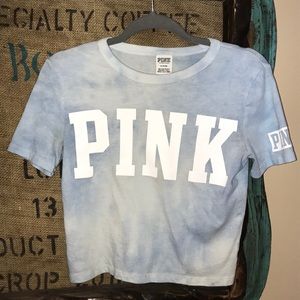 VS PINK cropped tie-dyed tee
